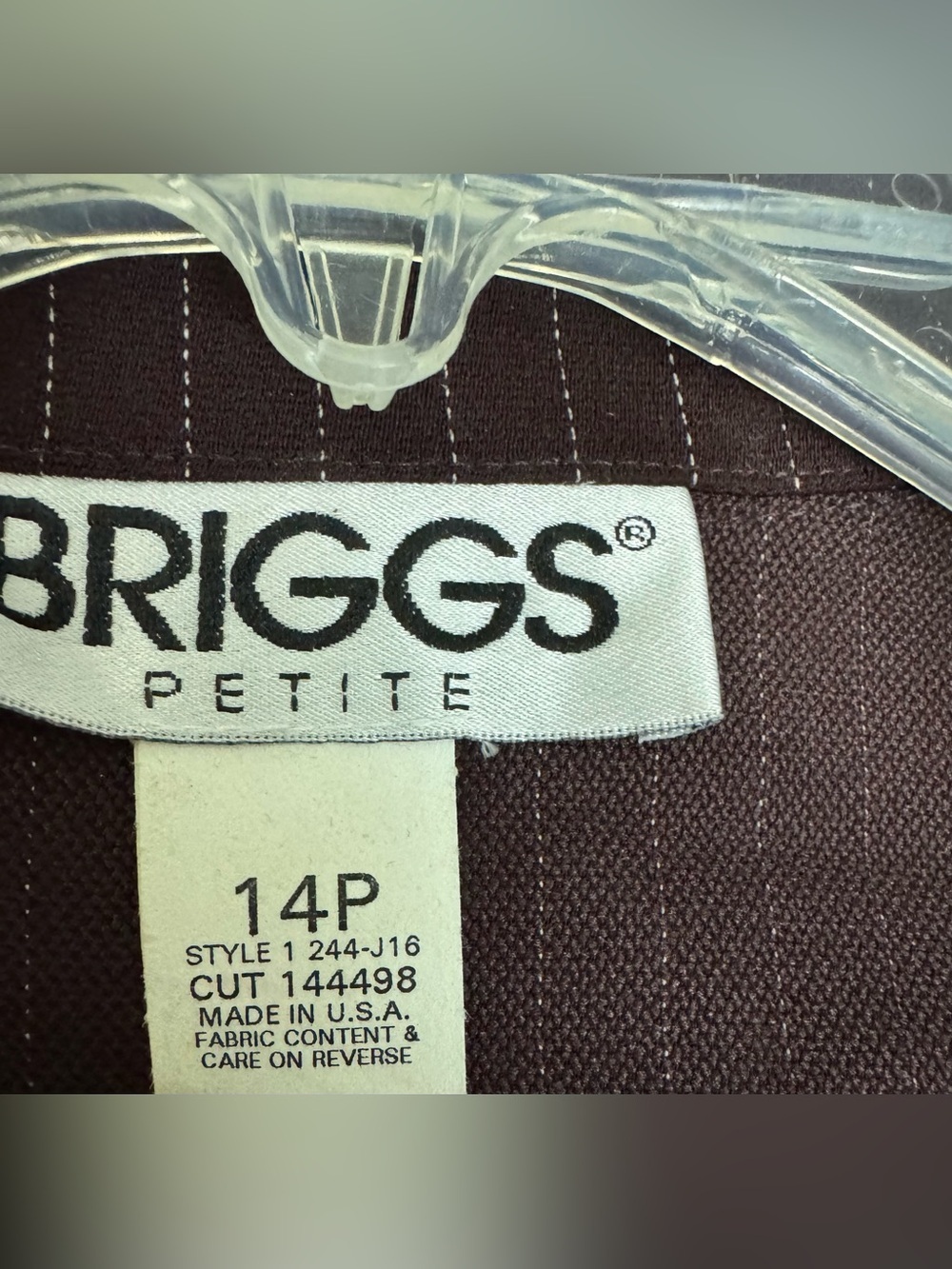 Briggs Petite Brown Pinstripe 2 Piece Pant Suit Set NWT Size 14P Career Office - Picture 7 of 11